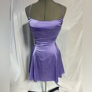 Lucy in the Sky purple satin Mini dress. Size S.